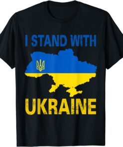 I Stand With Ukraine Support UKRAINE Ukrainian American Flag Free Ukraine Shirt