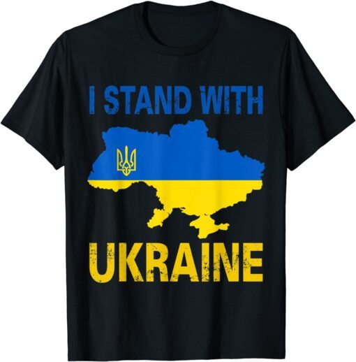 I Stand With Ukraine Support UKRAINE Ukrainian American Flag Free Ukraine Shirt