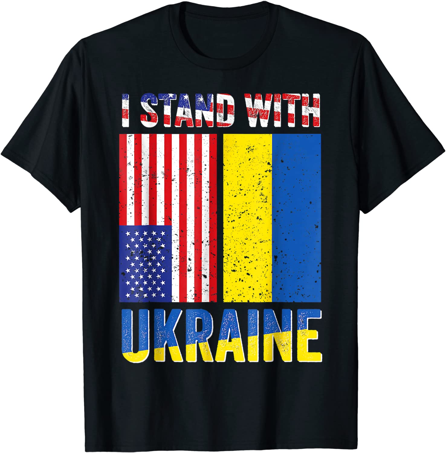 I Stand With Ukraine Support Ukrainian American USA Flag Tee Shirt I Stand With Ukraine Support Ukrainian American USA Flag T-Shirt
