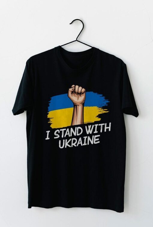 I Stand With Ukraine Ukraine Flag With US Flag Tee shirt