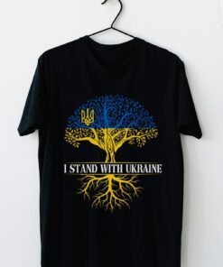 I Stand With Ukraine Ukrainian Flag With US Flag Tee shirt