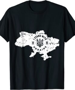 I Stand With Ukraine Ukrainian Map Tee Shirt