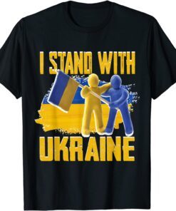 I Stand with Ukraine ukrainian flag clay support Ukraine Tee Shirt