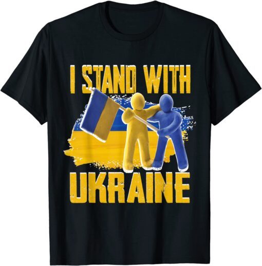I Stand with Ukraine ukrainian flag clay support Ukraine Tee Shirt