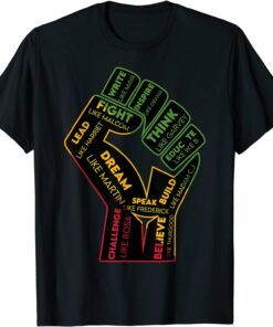 Inspiring Black Leaders Power Fist Hand Black History Month Tee Shirt