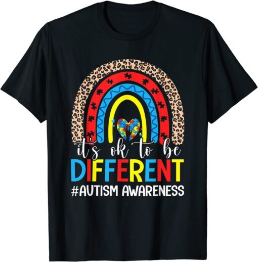 It s Ok To Be Different Rainbow Be kind Autism Awareness Tee Shirt