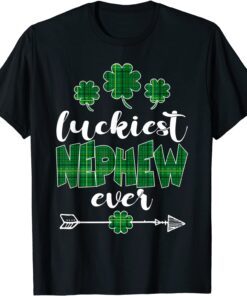 Luckiest Nephew Ever St Patricks Day Shamrock Buffalo Green Tee Shirt