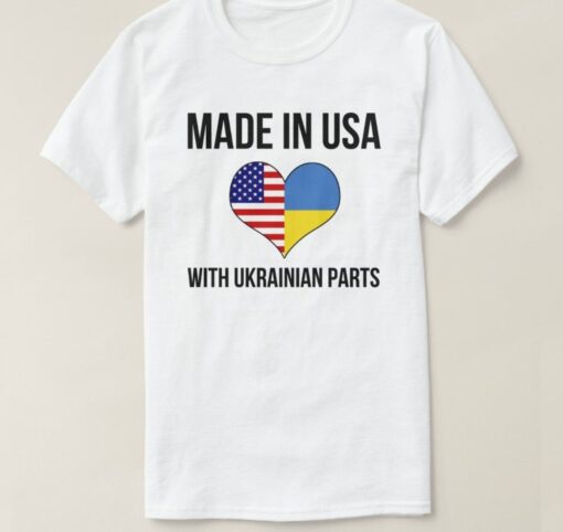 Made In USA With Ukrainian Parts Ukrainian American Flag Love Ukraine Shirt