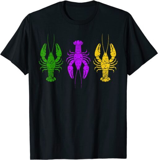 Mardi Gras Crawfish Jester Hat Bead New Orleans Tee Shirt