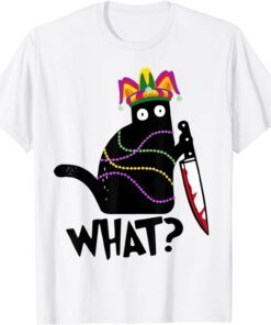 Mardi Gras Festival Party With Hilarious Black Cat Tee Shirt