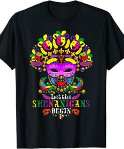 Mardi Gras Lips Outfit Costume Let Shenanigans Begin Tee Shirt