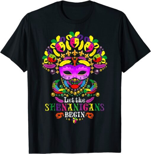 Mardi Gras Lips Outfit Costume Let Shenanigans Begin Tee Shirt