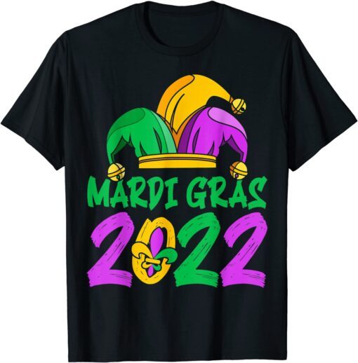 Mardi Gras Mardi Gras 2022 Beads Mask Feathers Tee Shirt