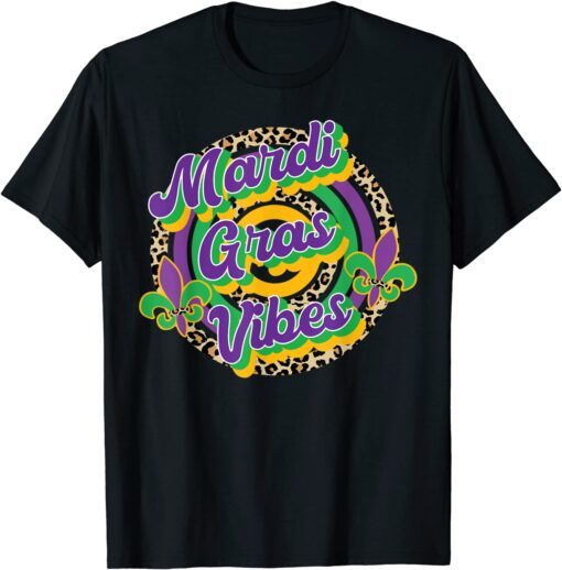 Mardi Gras Vibes Leopard Fat-Tuesday Costume Festival Tee Shirt