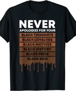 Never Apologize For Your Blackness Black History Month BHM Tee Shirt