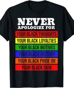 Never Apologize For Your Blackness Black History Month T-Shirt