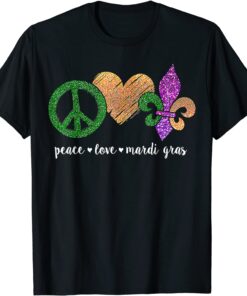 Peace Sign Heart Fleur De Lys Hippie Peace Love Mardi Gras Tee Shirt