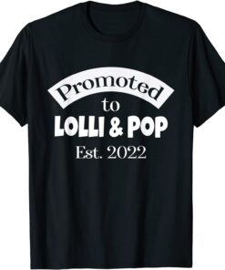 Promoted to Lolli & Pop Established 2022 Grandparents Couple Tee Shirt