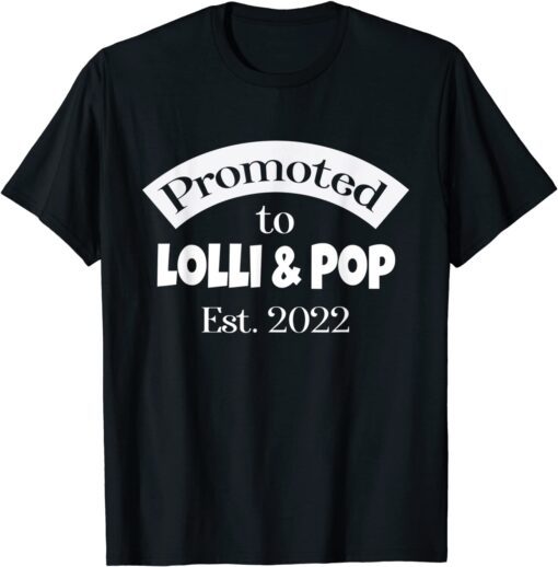 Promoted to Lolli & Pop Established 2022 Grandparents Couple Tee Shirt