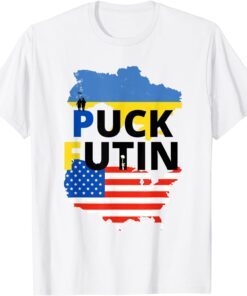 Puck Futin I Stand With Ukrain Usa Flag Puck Futin Tee T-Shirt