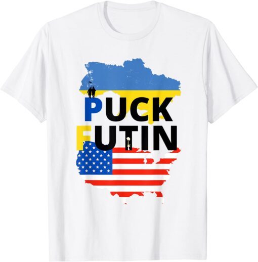 Puck Futin I Stand With Ukrain Usa Flag Puck Futin Tee T-Shirt