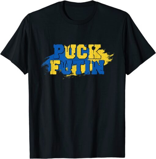 Puck Futin Meme I Stand With Ukraine Ukrainian Flag Free Ukraine T-Shirt