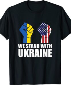 Puck Futin Stand With Ukraine Ukrainian Lover Support Us Flag Tee Shirt