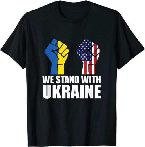 Puck Futin Stand With Ukraine Ukrainian Lover Support Us Flag Tee Shirt