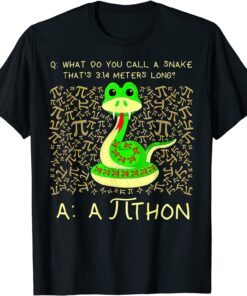 Python Pithon Pi Symbol Funny Math Teacher Pi Day Tee Shirt