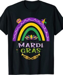 Rainbow Mardi Gras Mask Beads Festival Mardi Gras Tee Shirt