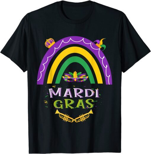 Rainbow Mardi Gras Mask Beads Festival Mardi Gras Tee Shirt