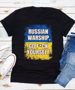Puck Futin Russian Warship Go Fuck Yourself Flag Ukraine T-Shirt