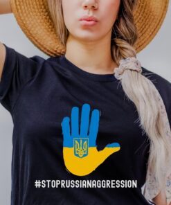 Stop Russian Aggression I Stand With Ukraine Ukrainian Flag Tee Shirt