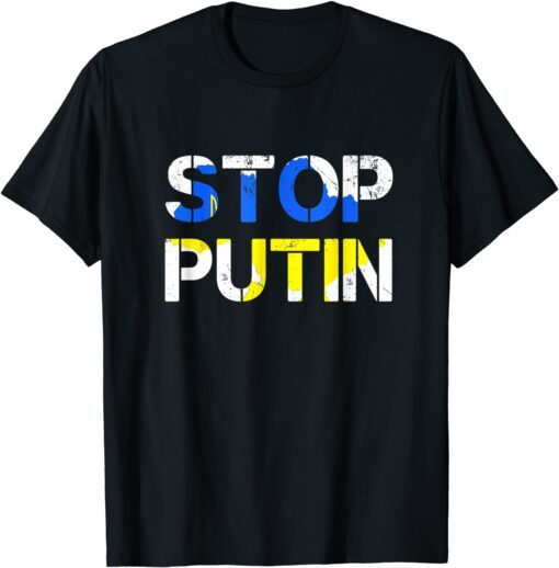 Support I Stand With Ukraine American Stop Ukrainian Flag Peace Ukraine T-Shirt