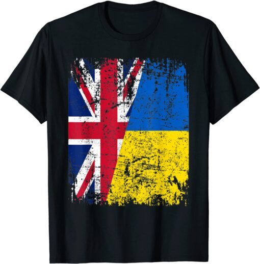 Support I Stand With Ukraine United Kingdom Ukrainian Flag T-Shirt