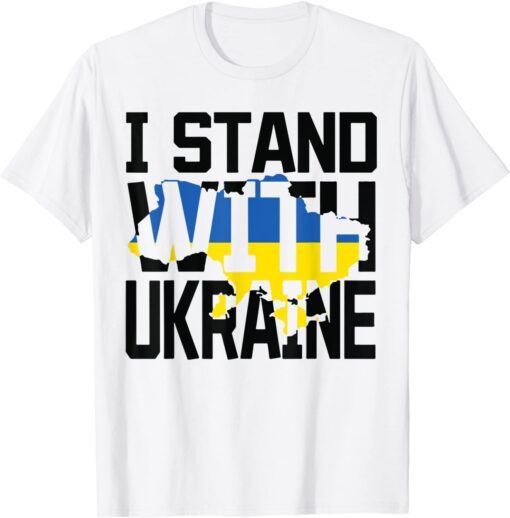 Support Stand With Ukraine With Peace Clay Ukrainian Flag T-Shirt