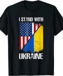 Support Ukraine I Stand With Ukraine American Ukrainian Flag Peace Ukraine T-Shirt
