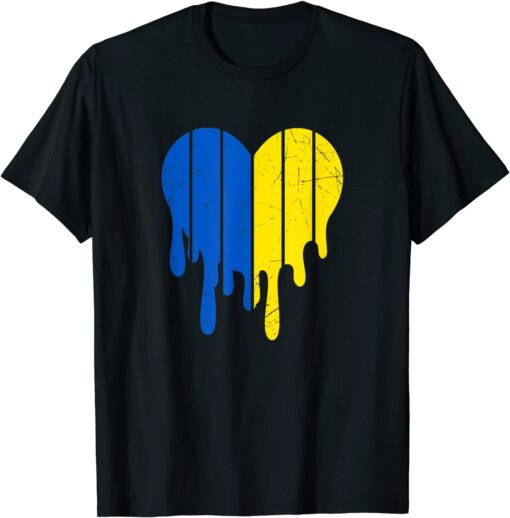 Support Ukraine I Stand With Ukraine Heart Ukrainian Flag Peace Ukraine T-Shirt