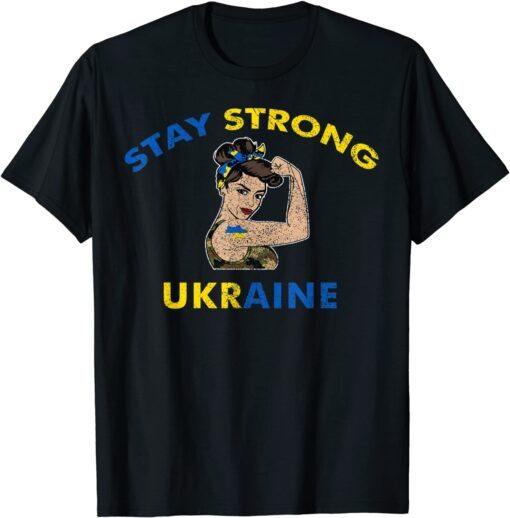 Support Ukraine I Stand With Ukraine Ukrainian Flag Fist Tee Shirt