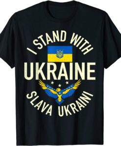 Support Ukraine I Stand With Ukraine Ukrainian Flag Patriot Tee Shirt