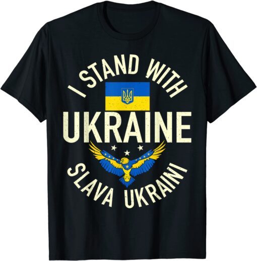Support Ukraine I Stand With Ukraine Ukrainian Flag Patriot Tee Shirt