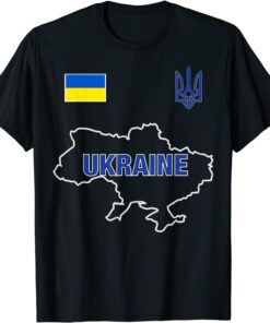Free Ukraine Support Ukrainians Map Pray For Ukraine Ukrainian Flag Pride T-Shirt