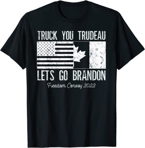 Truck You Trudeau USA Canada Flag Truckers Vintage Tee Shirt