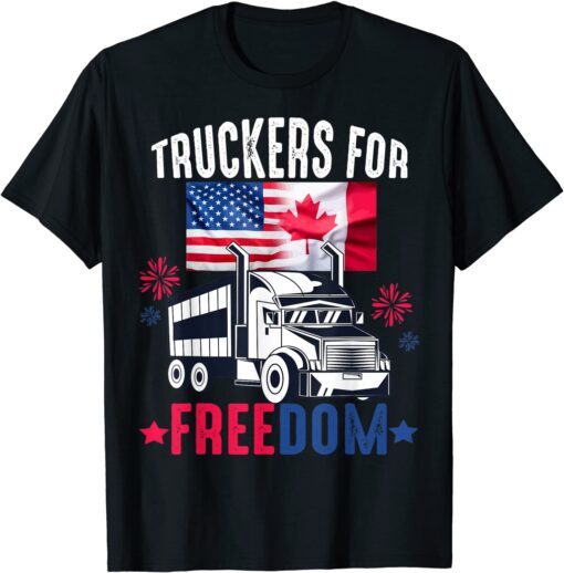 Trucker For Freedom Canada Freedom Convoy 2022 Canada Flag Tee Shirt