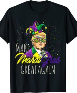 Trump Mask Mardi Gras Festival Parading Biden Liberal Joke Tee Shirt