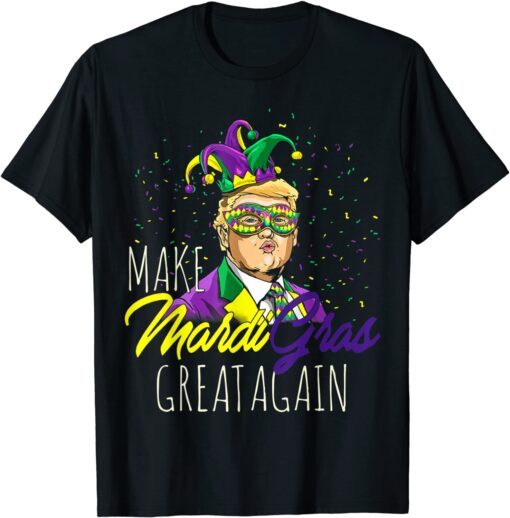 Trump Mask Mardi Gras Festival Parading Biden Liberal Joke Tee Shirt