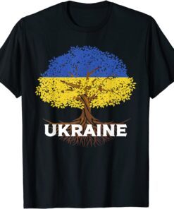 Ukraine Flag Vintage Tree Graphic Ukrainian Roots Tee Shirt