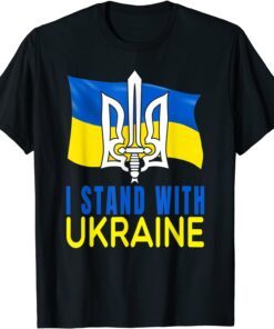 Ukraine Flag and Trident Ukrainian Vintage Tee Shirt
