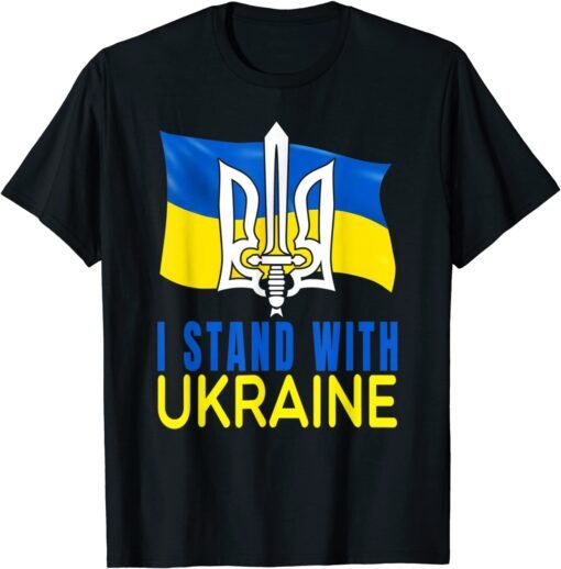 Ukraine Flag and Trident Ukrainian Vintage Tee Shirt