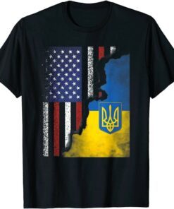 Stop War Ukrainian American Flag Ukraine Usa America Roots Shirt